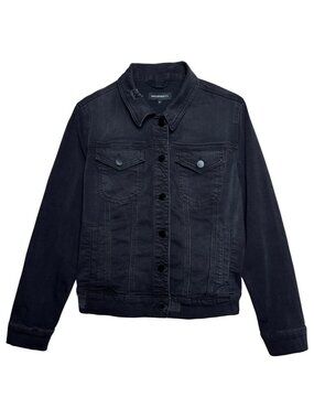 PROSPERITY DISTRESSED OMBRE CHARCOAL BLACK DENIM JACKET CROP STREETWEAR LAYER SM